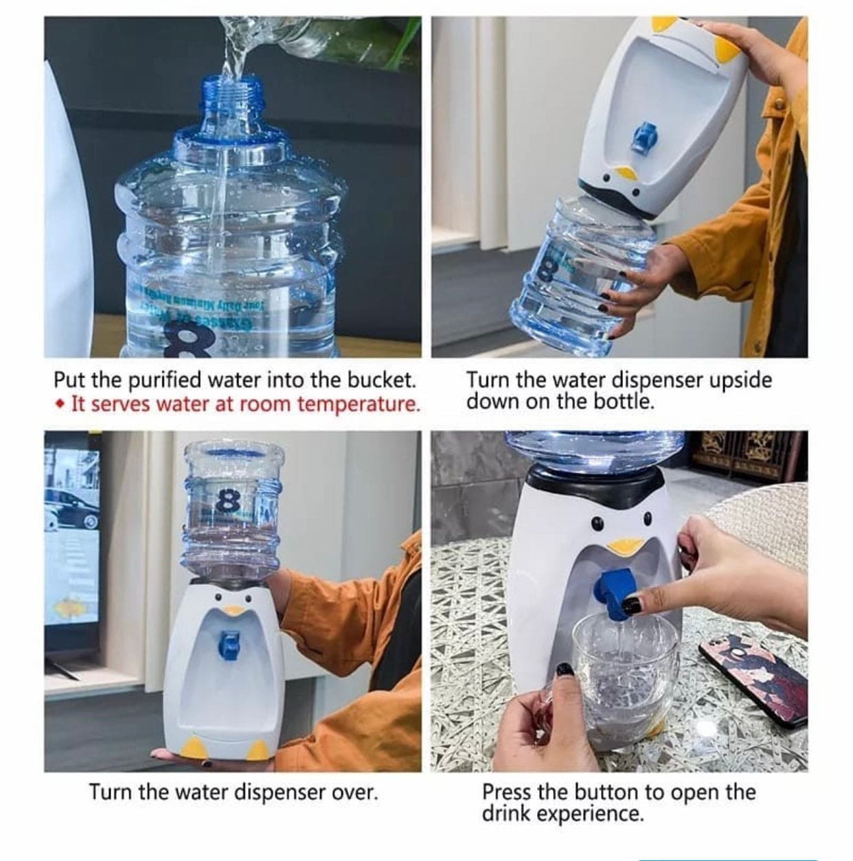 Cute Penguin Shaped 2L Water Dispenser For Kids, Mini Drink Dispenser With Water Tank, Mini Desktop Cartoon Kids Dispenser Cute Penguin Shaped 2L Water Dispenser For Kids, Mini Drink Dispenser With Water Tank, Mini Desktop Cartoon Kids Dispenser